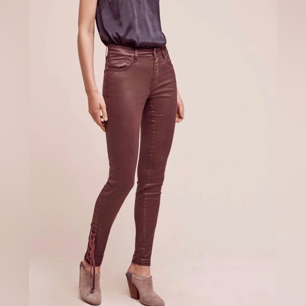 Anthropologie Pilcro Script Coated Jeans - Wine, Size 30”